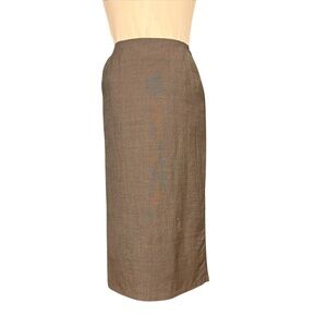 skirt PANIZ brown pencil straight wool blend XS/S academia hipster minimalist